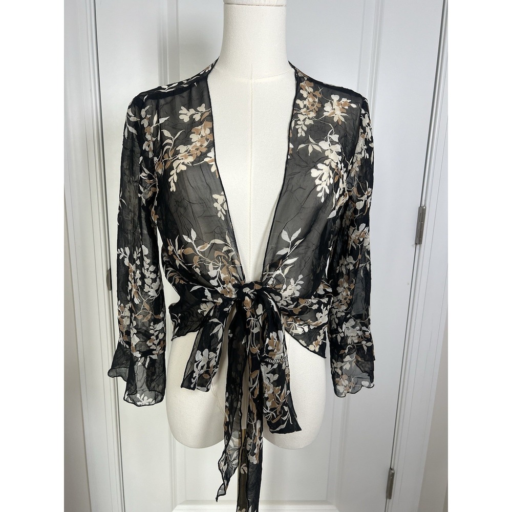 VTG Y2K Heart Moon Star Wrap Blouse Top Women's Small Boho Whimsigoth Fairy